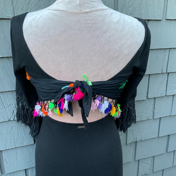 Colorful handmade bohemian gypsy triangle scarf tassels fringe sequins detail - Picture 10 of 11